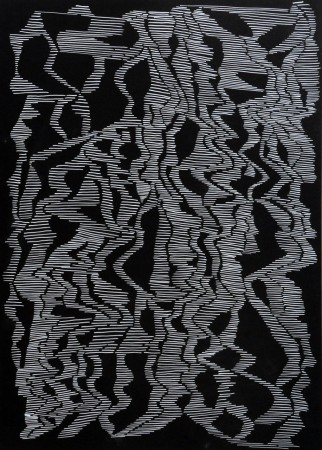 100x73cm, white pencil on black card